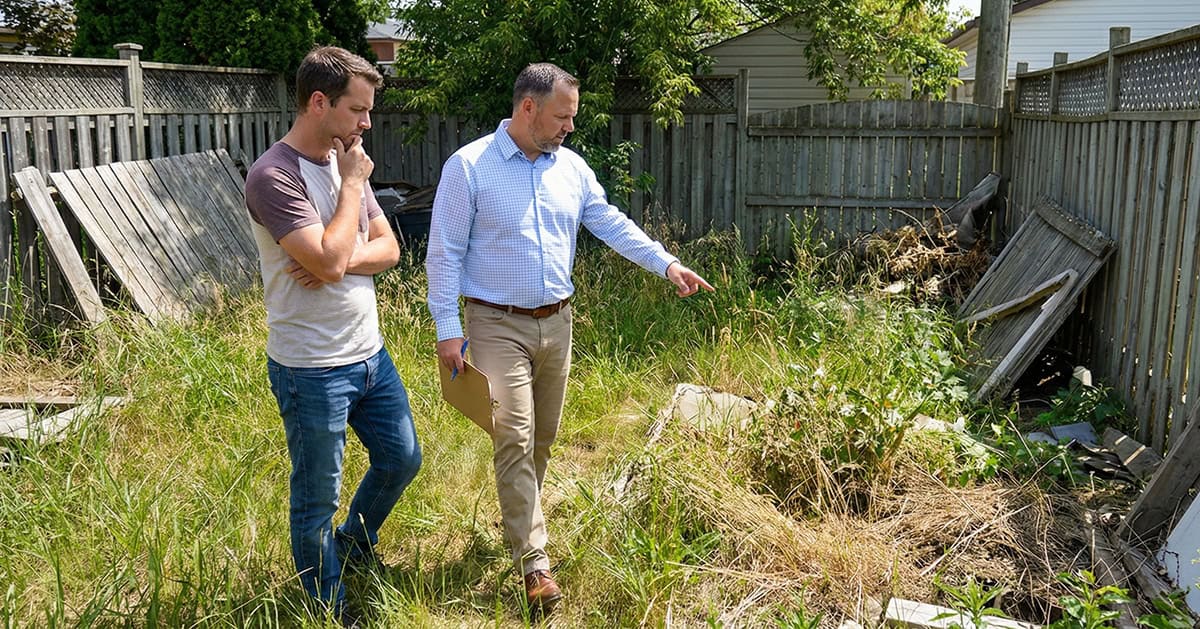 Chris Scheer going over the landscape design process with a client