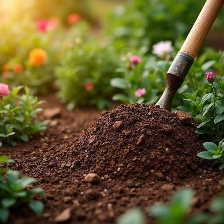 organic mulch in a garden