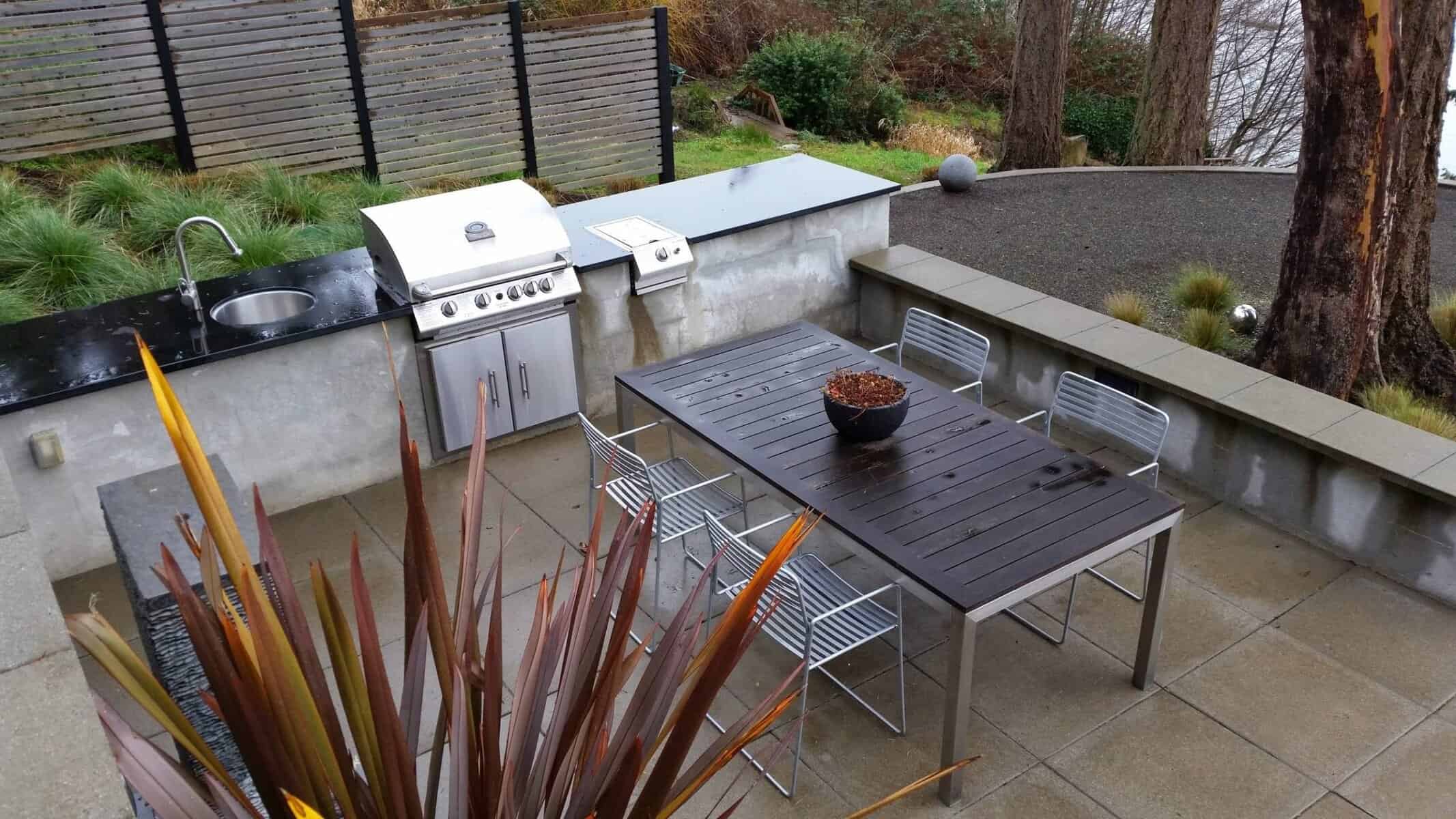 outdoor kitchen in a backyard